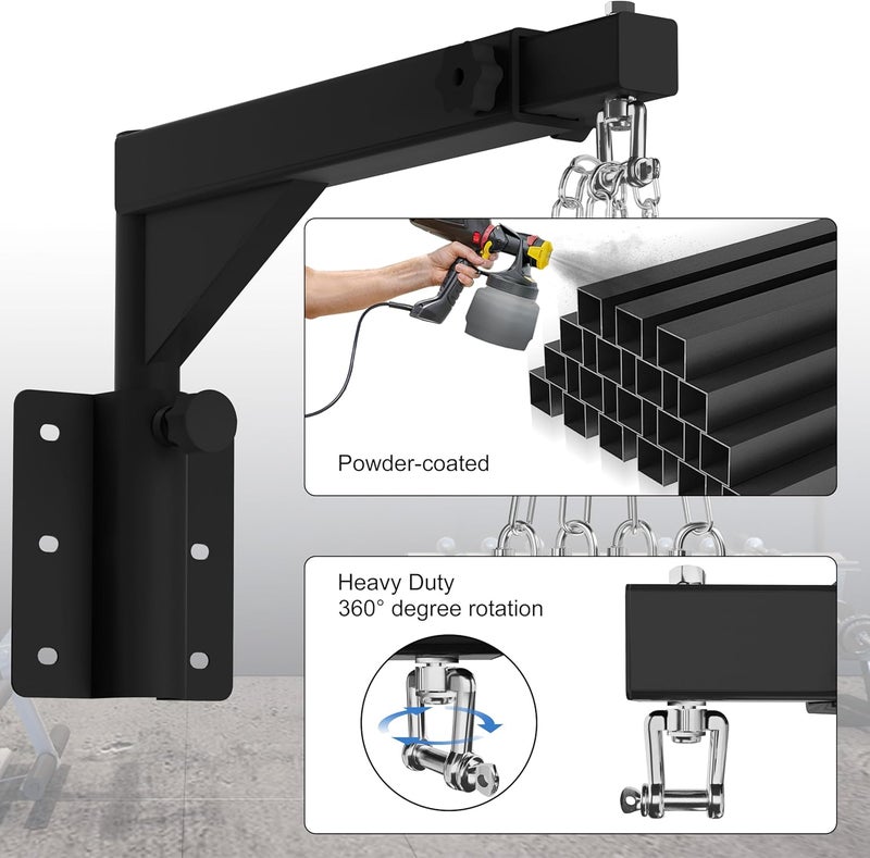 VIVIZEN Adjustable Heavy Duty Bag Hanger,Wall Mount Punching Bag Hanger,Thickened Steel Plate and Stainless Steel kit for Home Gym Indoor Outdoor (Supports up to 900Ib) - Image 4